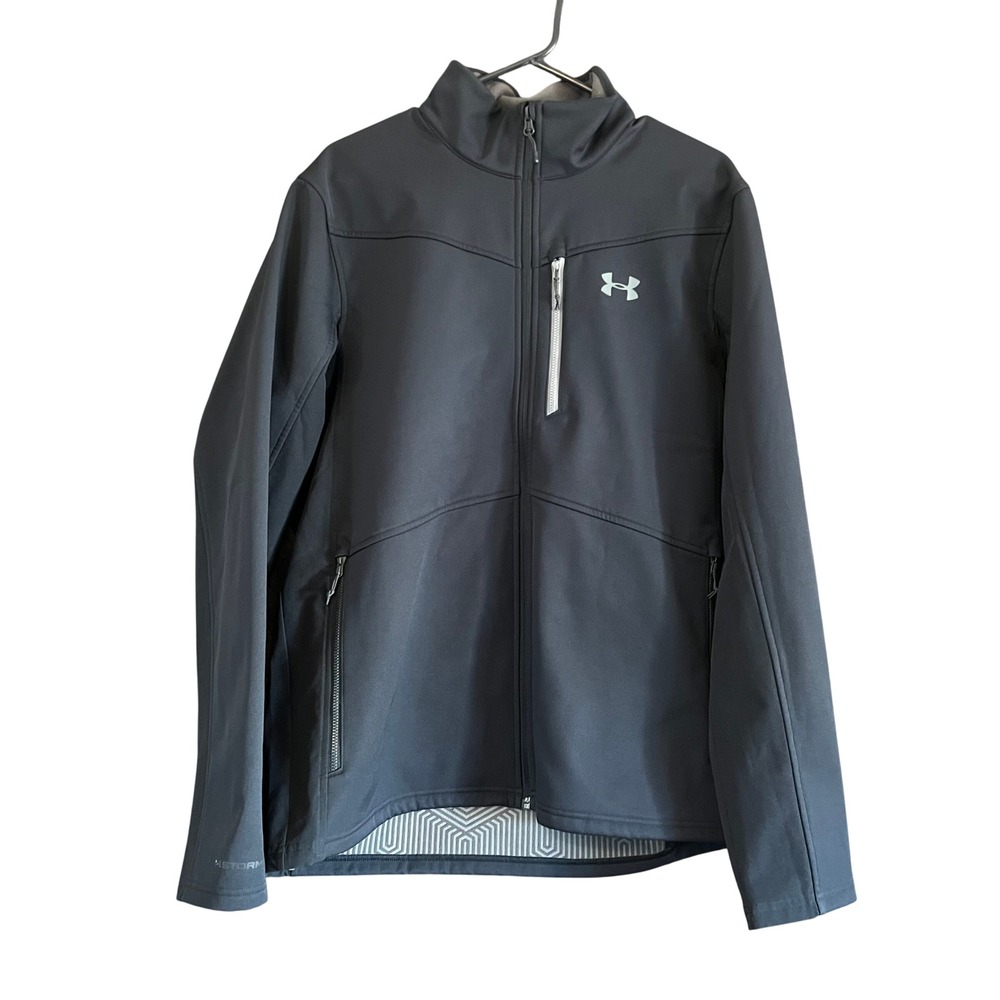 Under Armour ColdGear Infrared Mens Large Black Softshell Full Zip Jacket Fitted